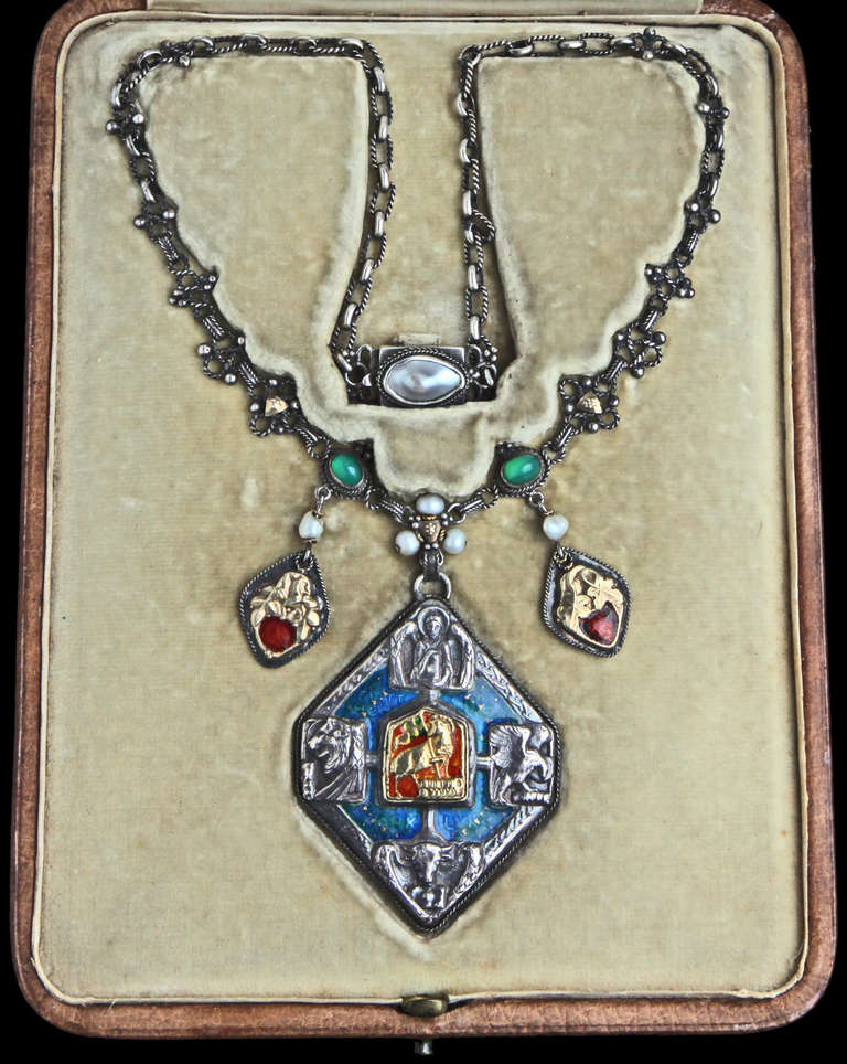 Art Nouveau Rare Arts and Crafts John Haughton Maurice Bonnor The Holy Trinity Necklace