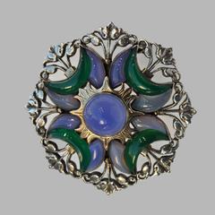 SIBYL DUNLOP "Sun & Moon" Arts and Crafts Brooch
