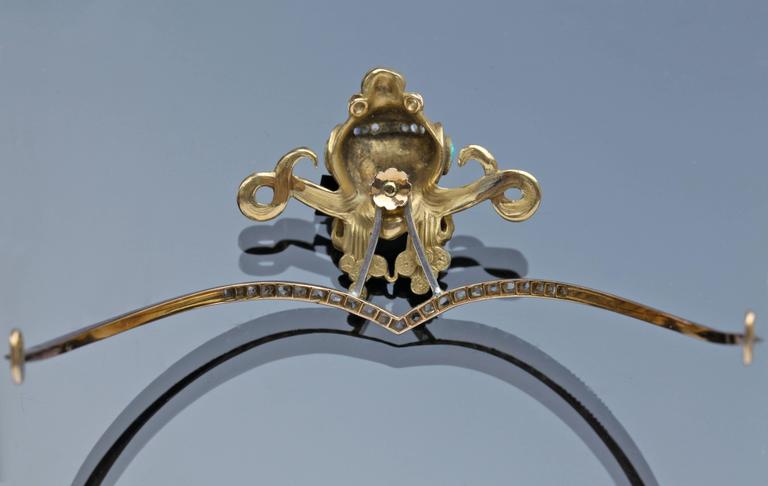 Women's Art Nouveau Opal Diamond Gold Byzantine Princess Diadem Tiara For Sale