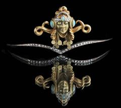 Art Nouveau Opal Diamond Gold Byzantine Princess Diadem Tiara
