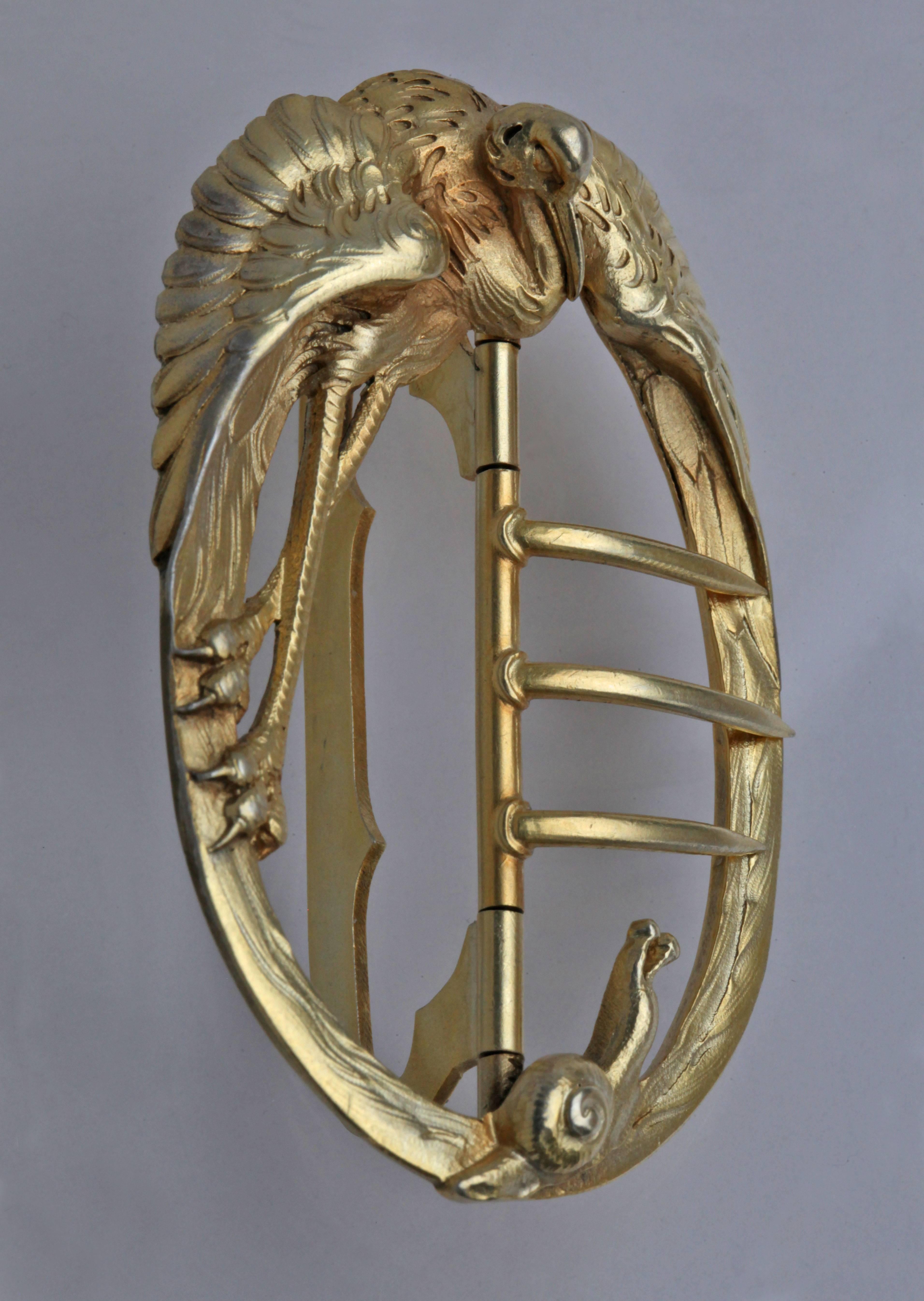 A well documented Art Nouveau buckle illustrating the fable of 'The Heron & the Snail'.
The moral of this fable by La Fontaine is 