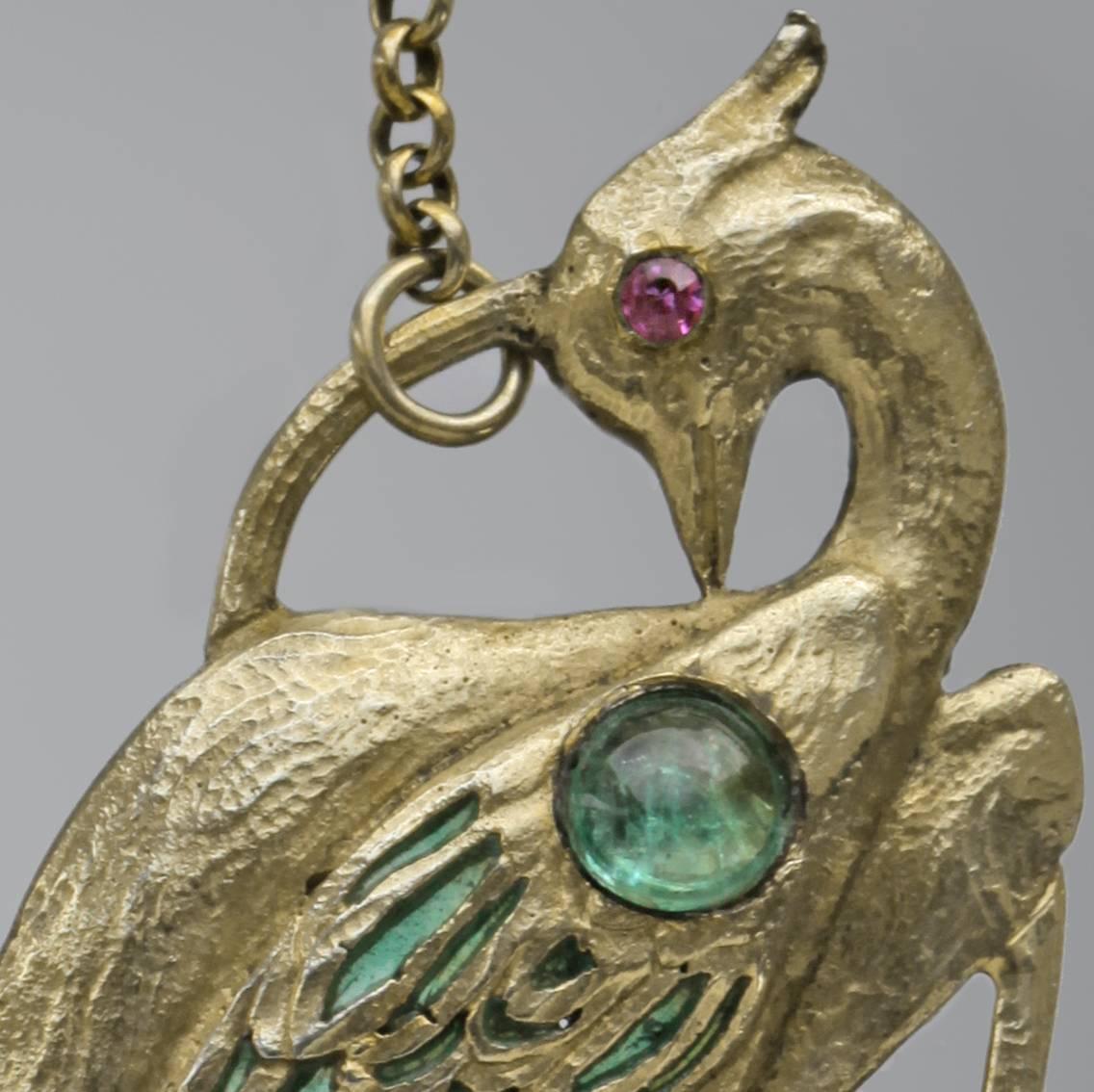 Donna Ciondolo a forma di pavone in stile Art Nouveau di Charles Boutet de Monvel in vendita