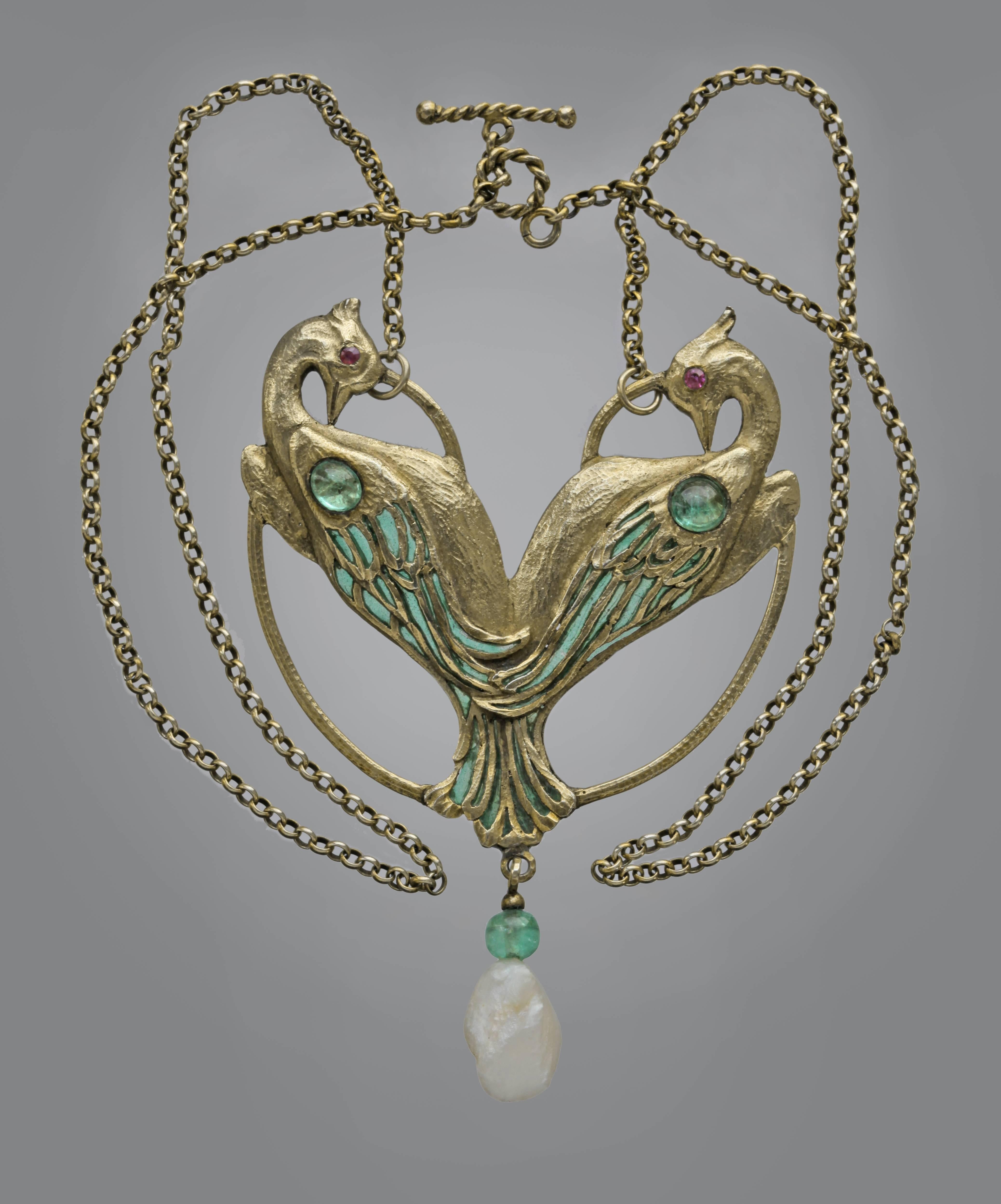 Ciondolo a forma di pavone in stile Art Nouveau di Charles Boutet de Monvel in vendita 4