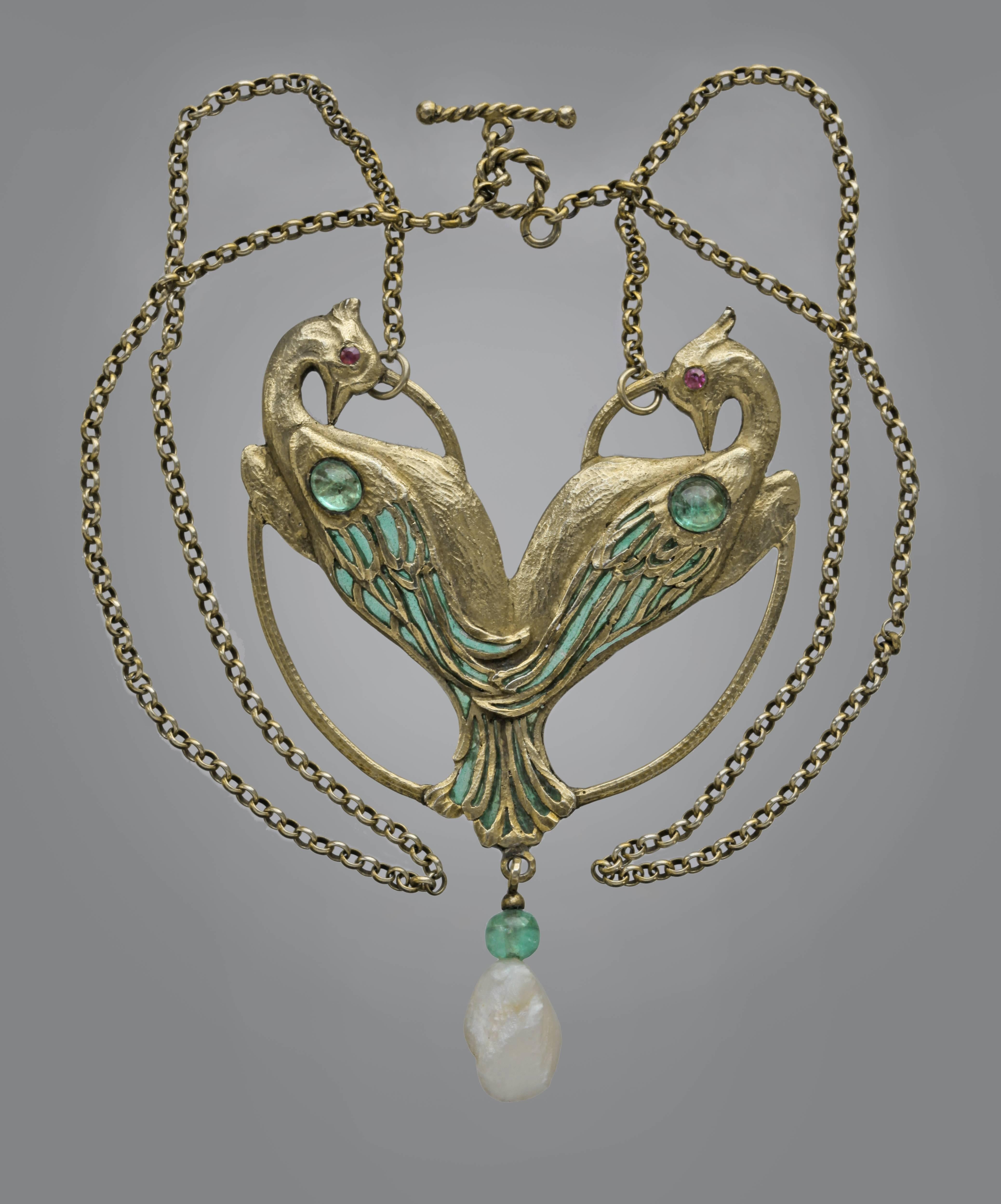 Charles Boutet de Monvel Art Nouveau Peacock Pendant For Sale 1