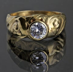 Art Nouveau "Comedy and Tragedy" Gold and Diamond Ring