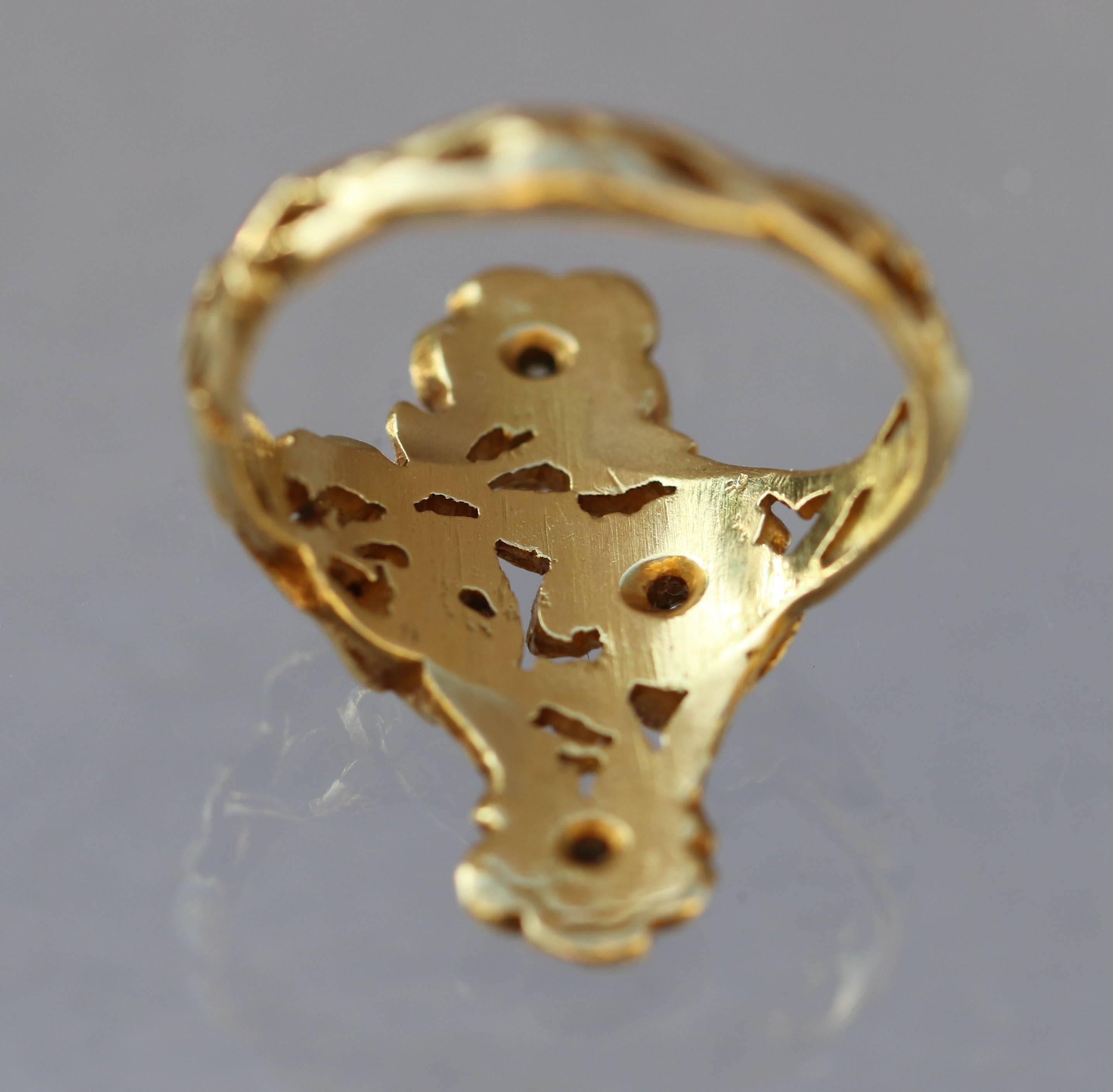 Art Nouveau Wild Rose Ring in Gold and Diamond Attributed to Georges Le Turcq 2
