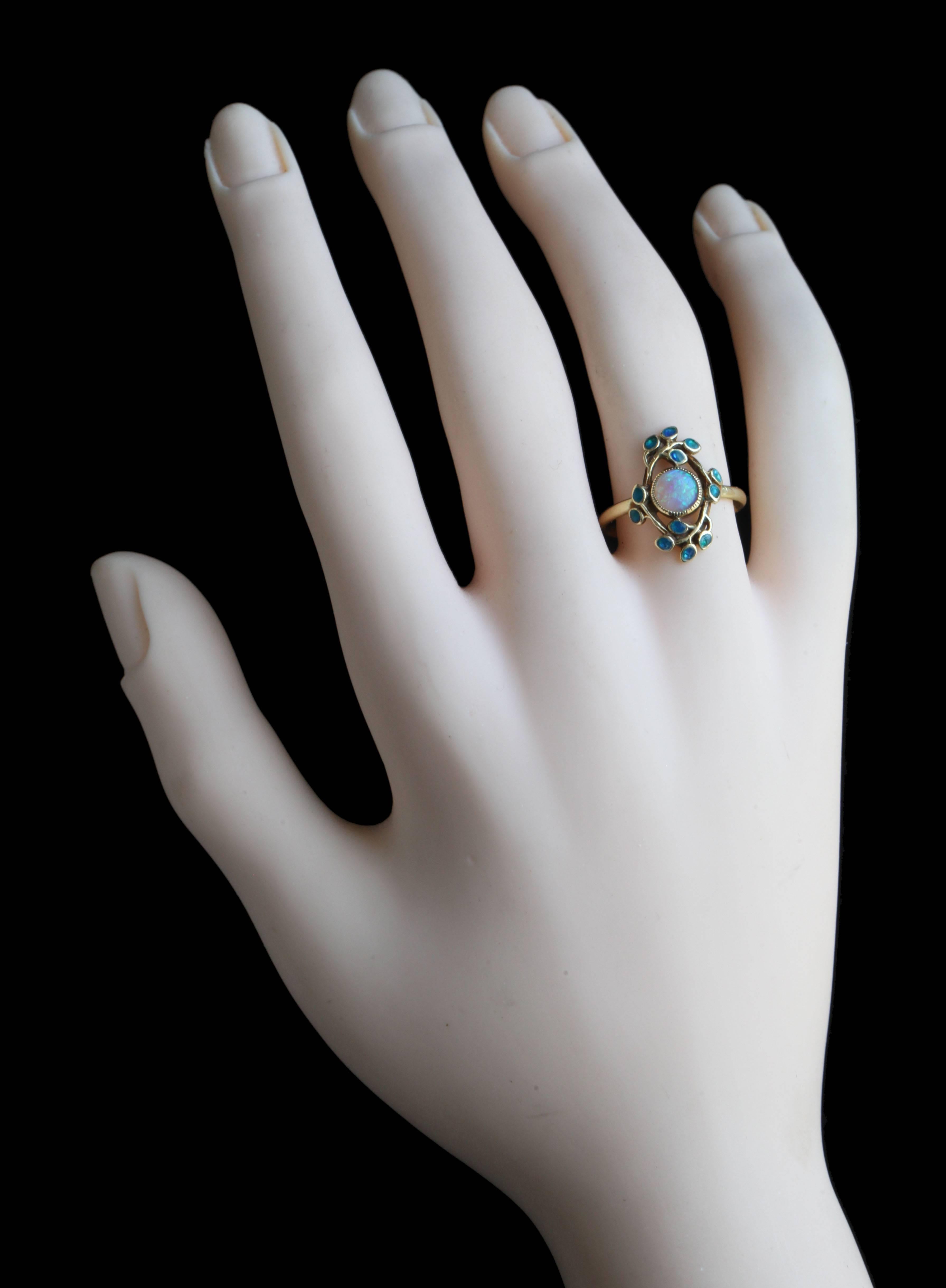 Jessie M. King Liberty & Co Gold Opal and Enamel Ring 1