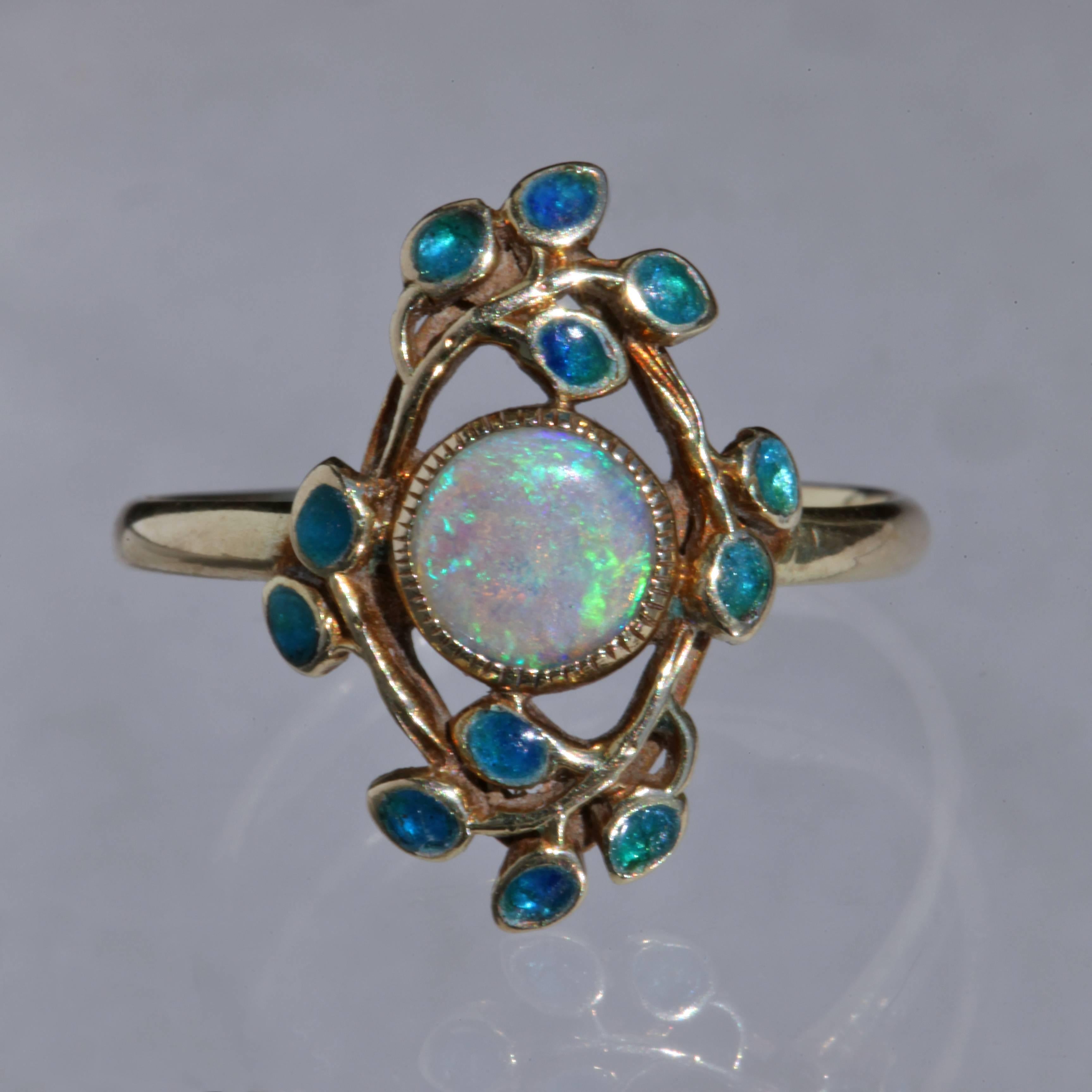 Jessie M. King Liberty & Co Gold Opal and Enamel Ring 2