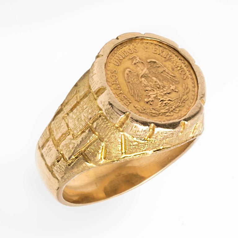 thumbnail interactive-video image 1 of 9ct Gold Hallmarked Child's/Boys Imitation Coin Peso Ring – 9mm, Boxing Glove Style 1 of 5
