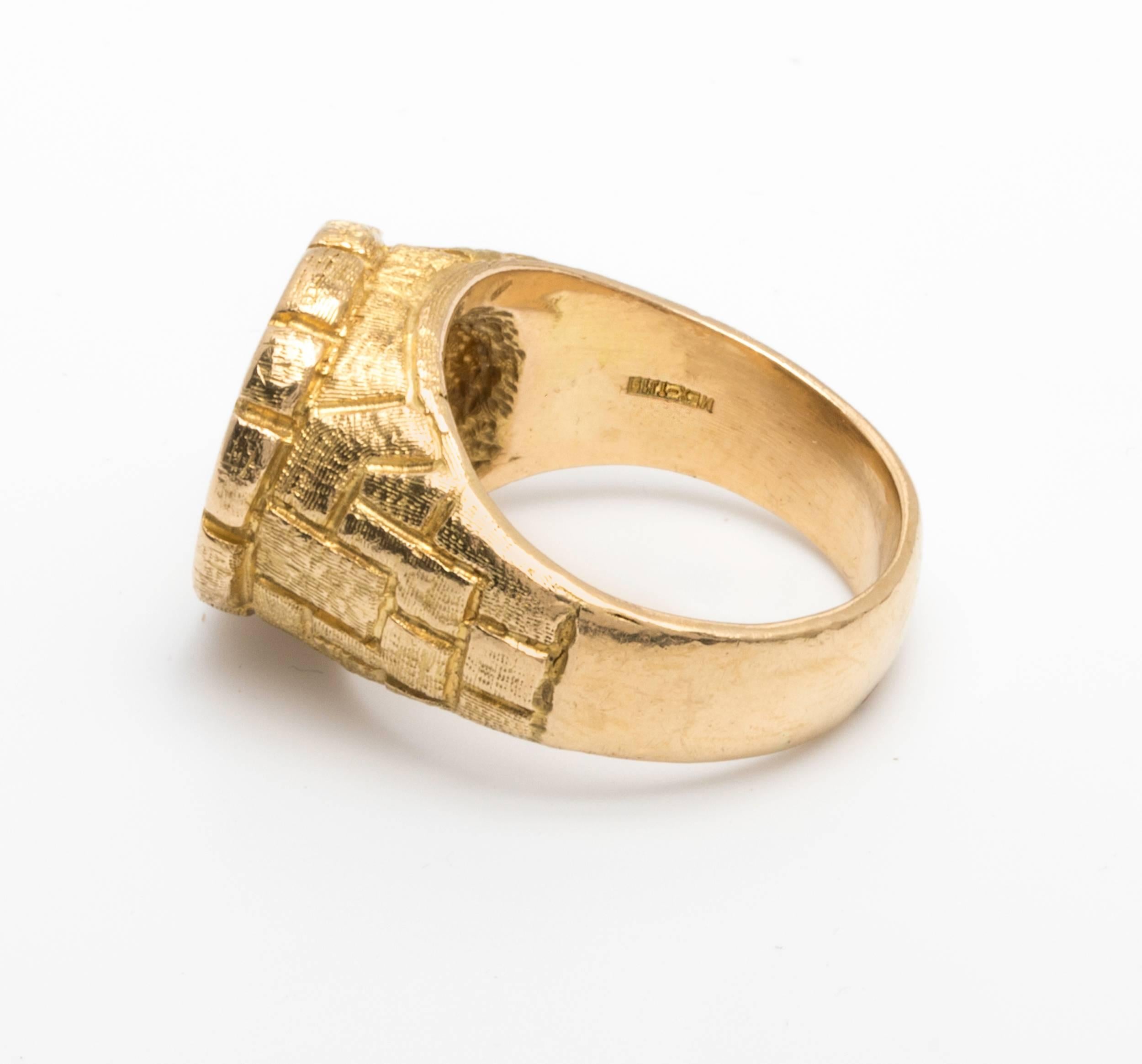 mexican gold coin ring