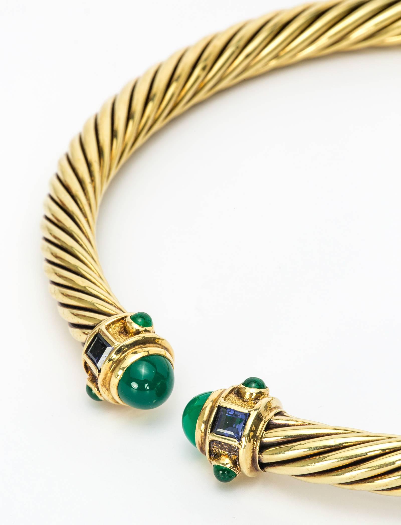 Women's David Yurman Gold Emerald Neck Collar