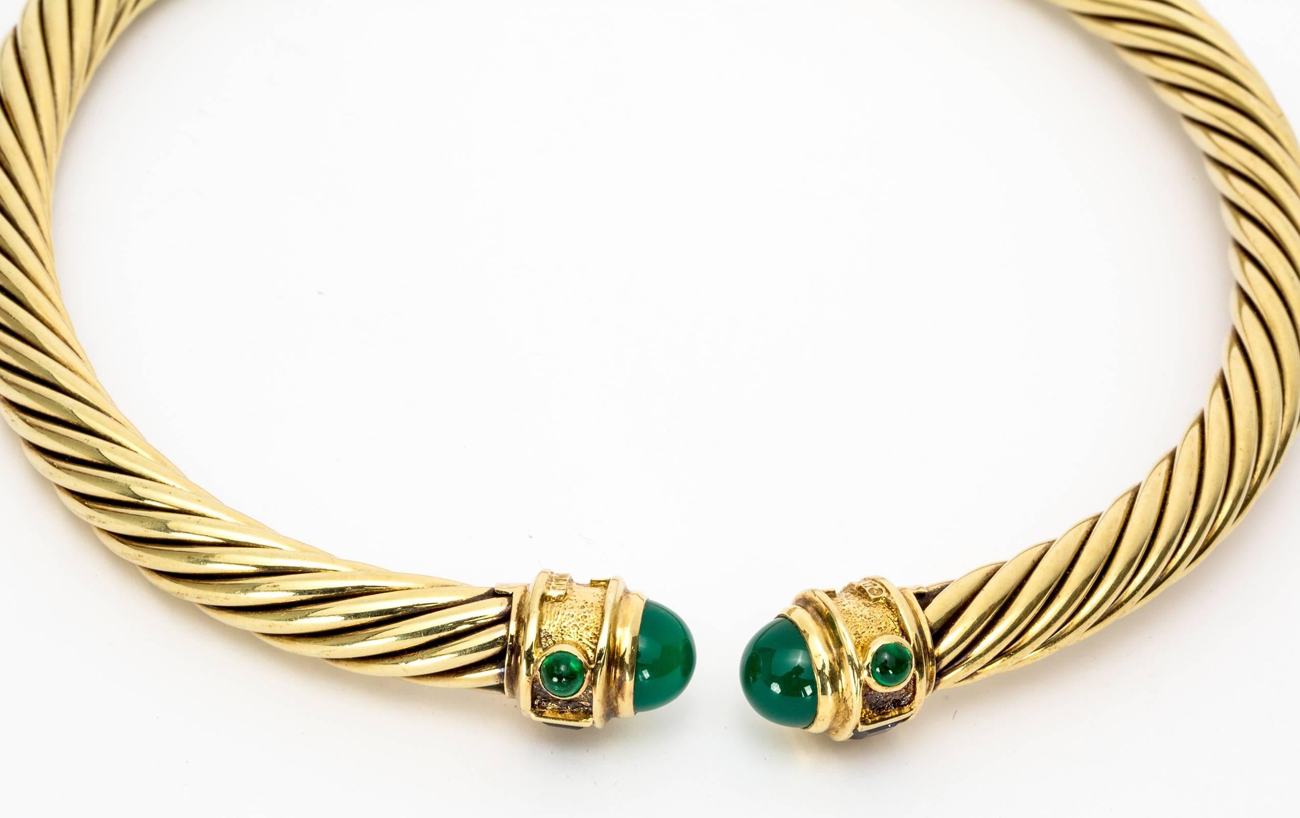 David Yurman Gold Emerald Neck Collar 2