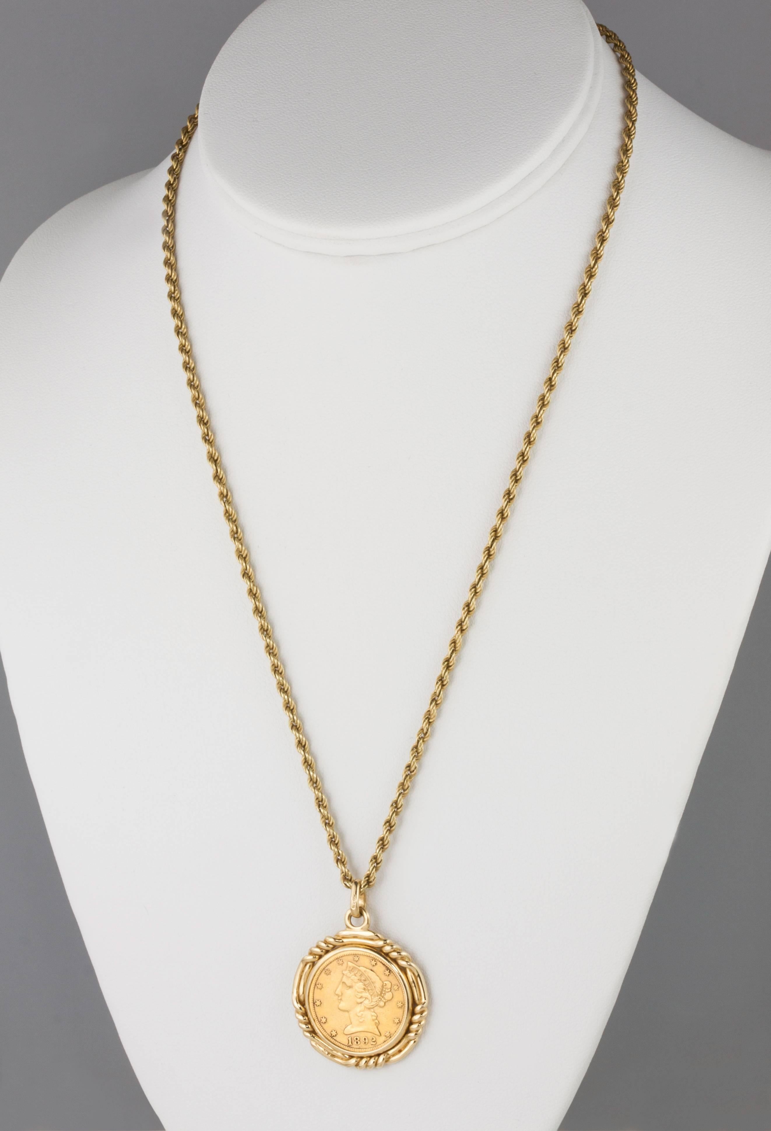 14k gold coin pendant necklace