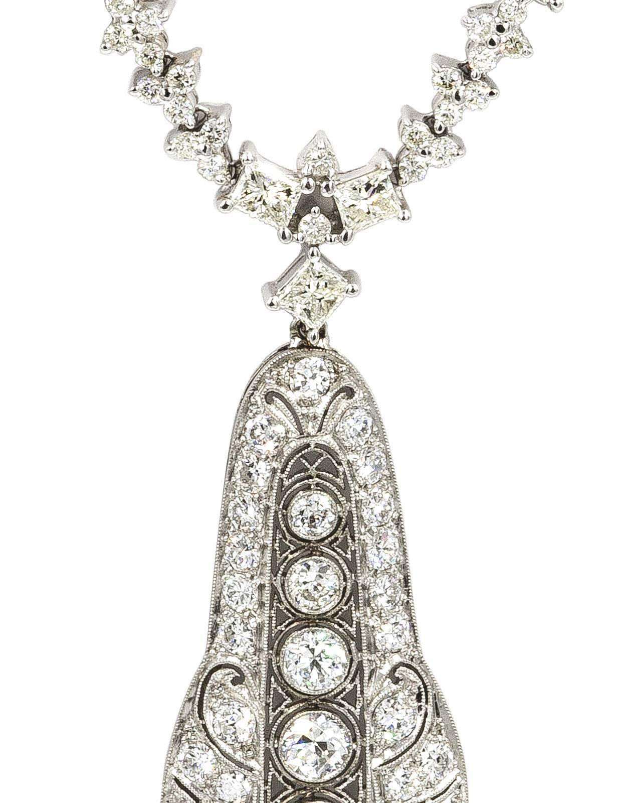 Edwardian Diamond Platinum Pendant In Excellent Condition For Sale In Summerland, CA