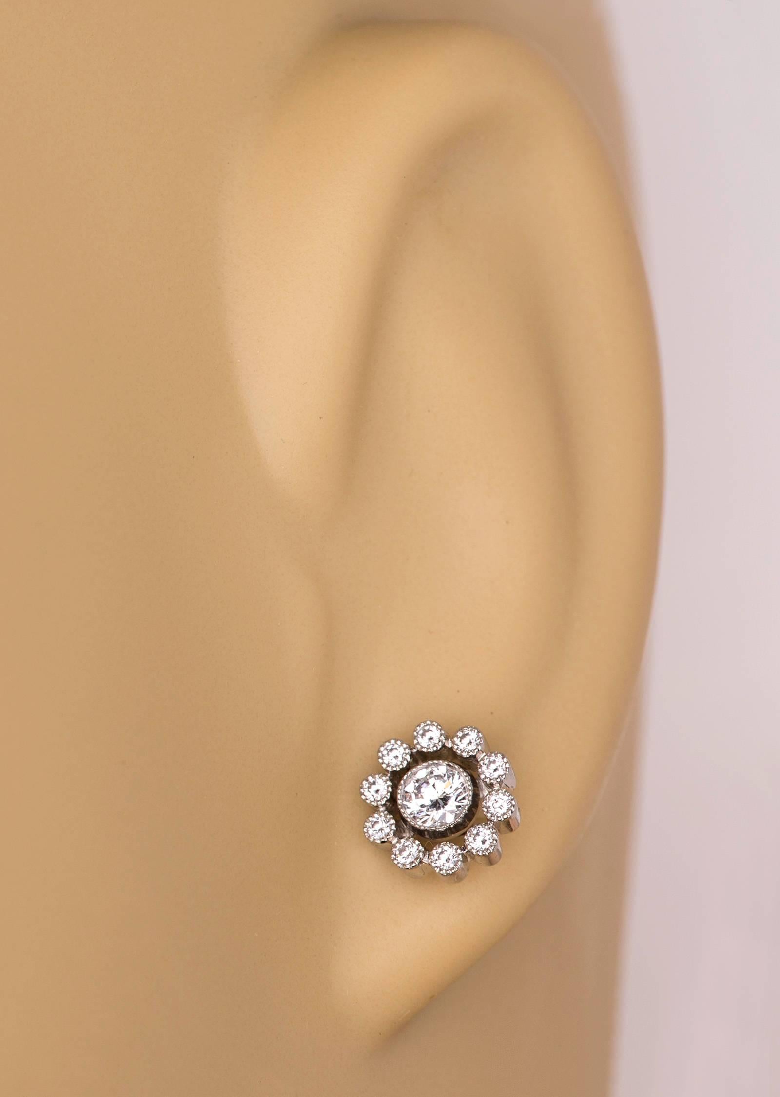 Tiffany & Co. Diamond Platinum Stud Earrings In Excellent Condition In Summerland, CA