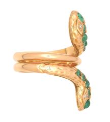 Emerald Diamond Gold Double Headed Snake Ring