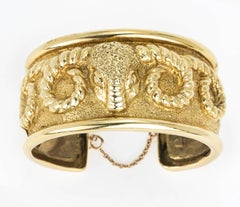 18 Karat Gold Aries Ram’s Head Cuff Bracelet