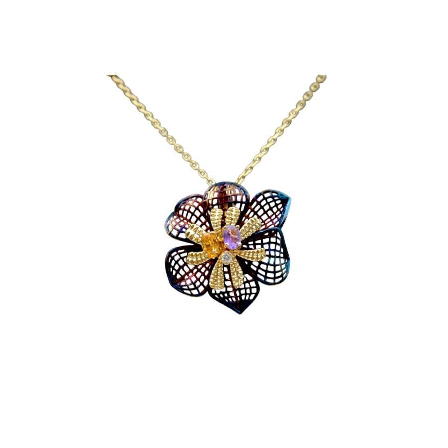 Collana in oro 14K con preziosi 122701 In condizioni ottime in vendita a București, București