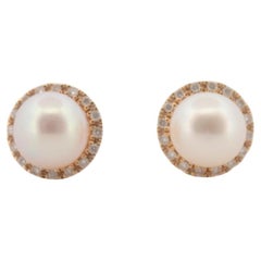 Orecchini in oro giallo 14K con diamanti naturali e perla coltivata_123891