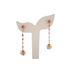 Orecchini in oro rosa 18K con diamante naturale e quarzo rosa _105620