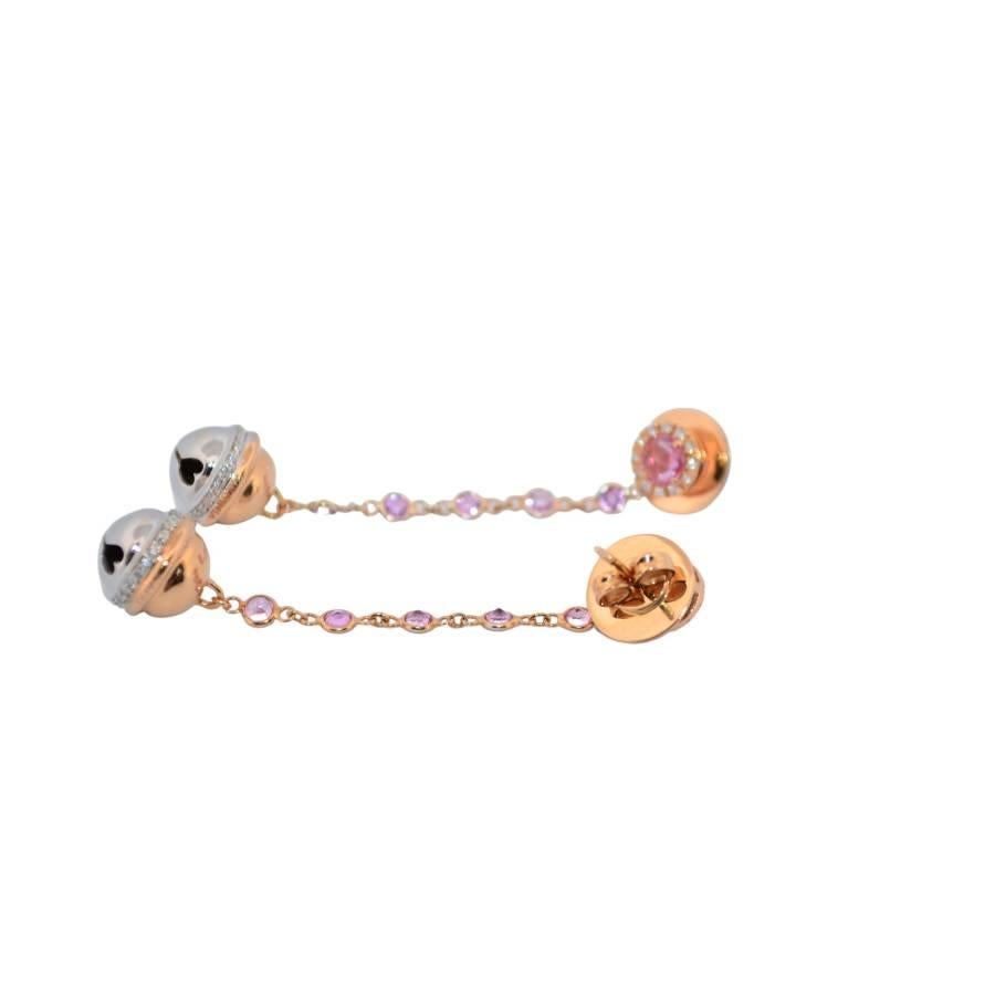 Orecchini in oro rosa 18K con diamante naturale e quarzo rosa _105620 in vendita 1