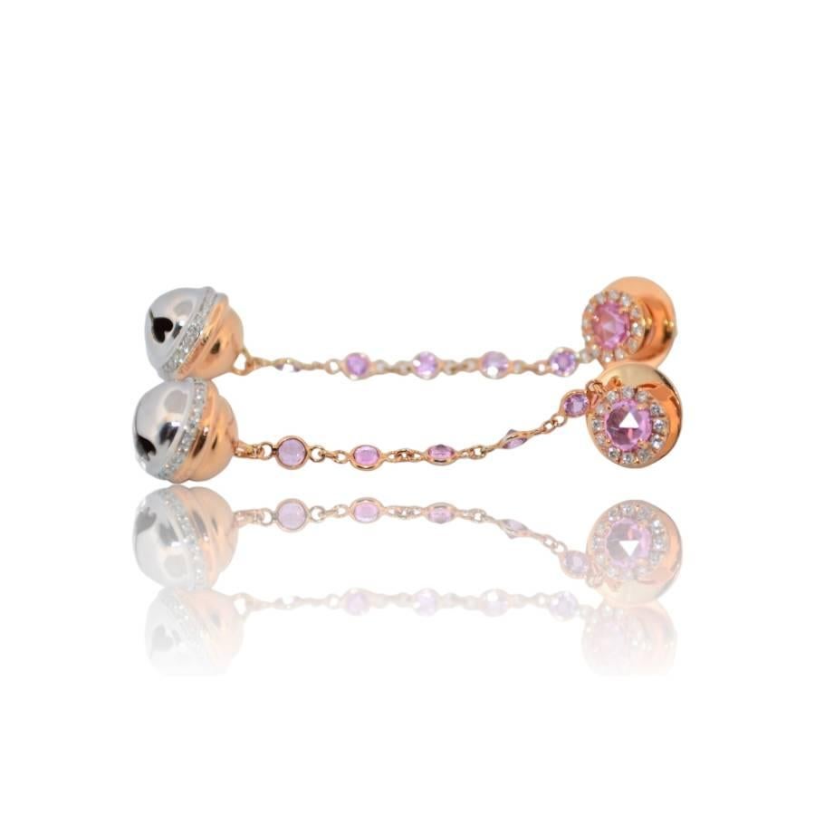 Donna Orecchini in oro rosa 18K con diamante naturale e quarzo rosa _105620 in vendita