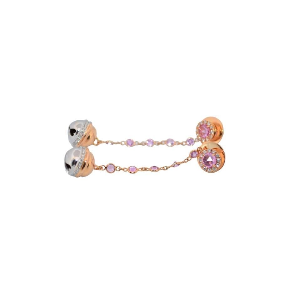 Orecchini in oro rosa 18K con diamante naturale e quarzo rosa _105620 In condizioni ottime in vendita a București, București
