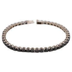 Pulsera de tenis de oro blanco de 18 quilates con diamantes negros naturales_114884