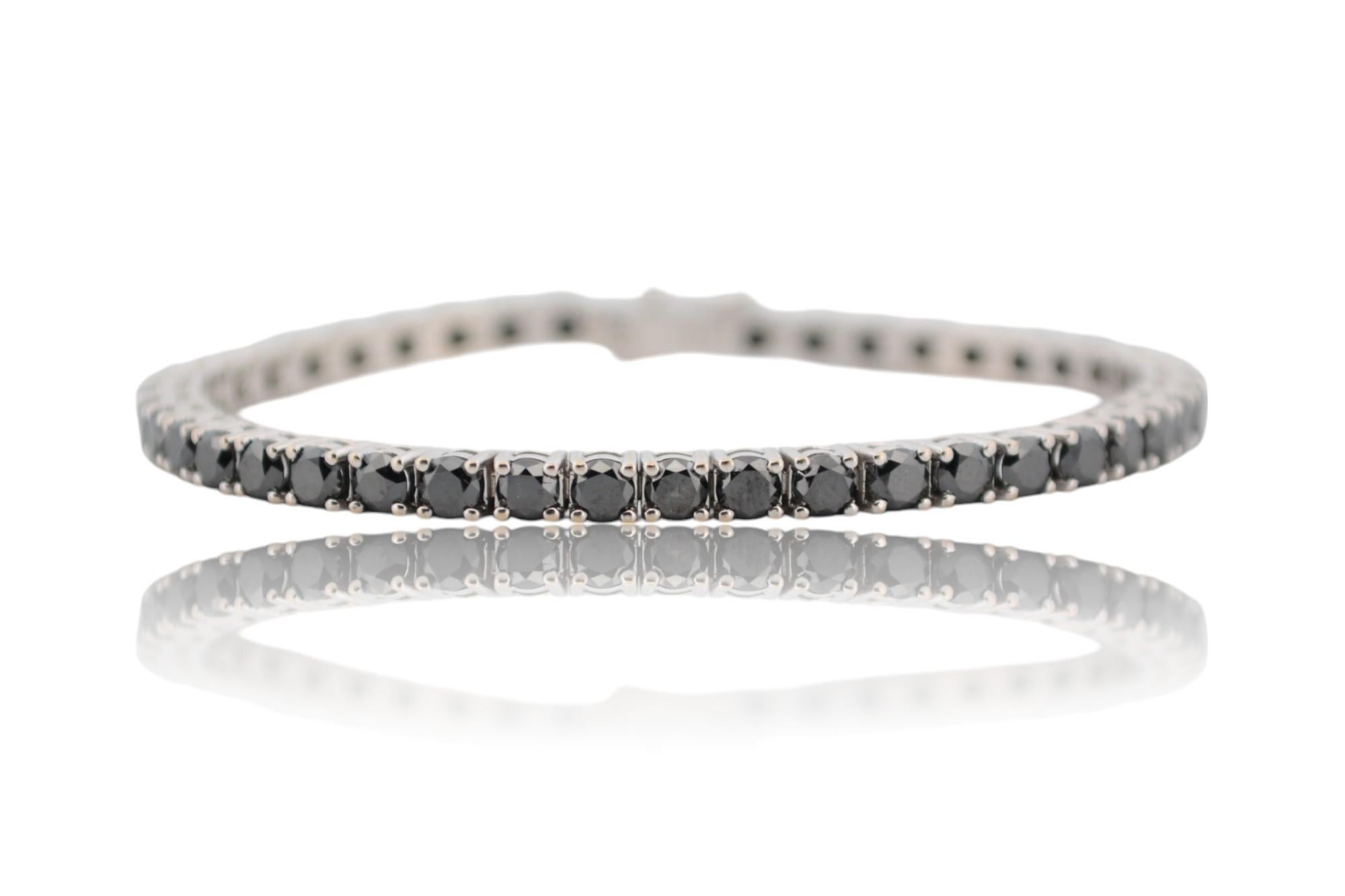 Pulsera de tenis de oro blanco de 18 quilates con diamantes negros naturales_116228