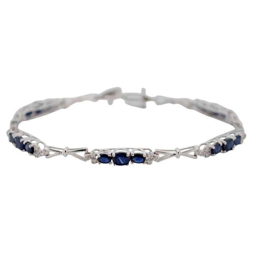 Bracciale in oro bianco 14K con diamanti e zaffiri_124023