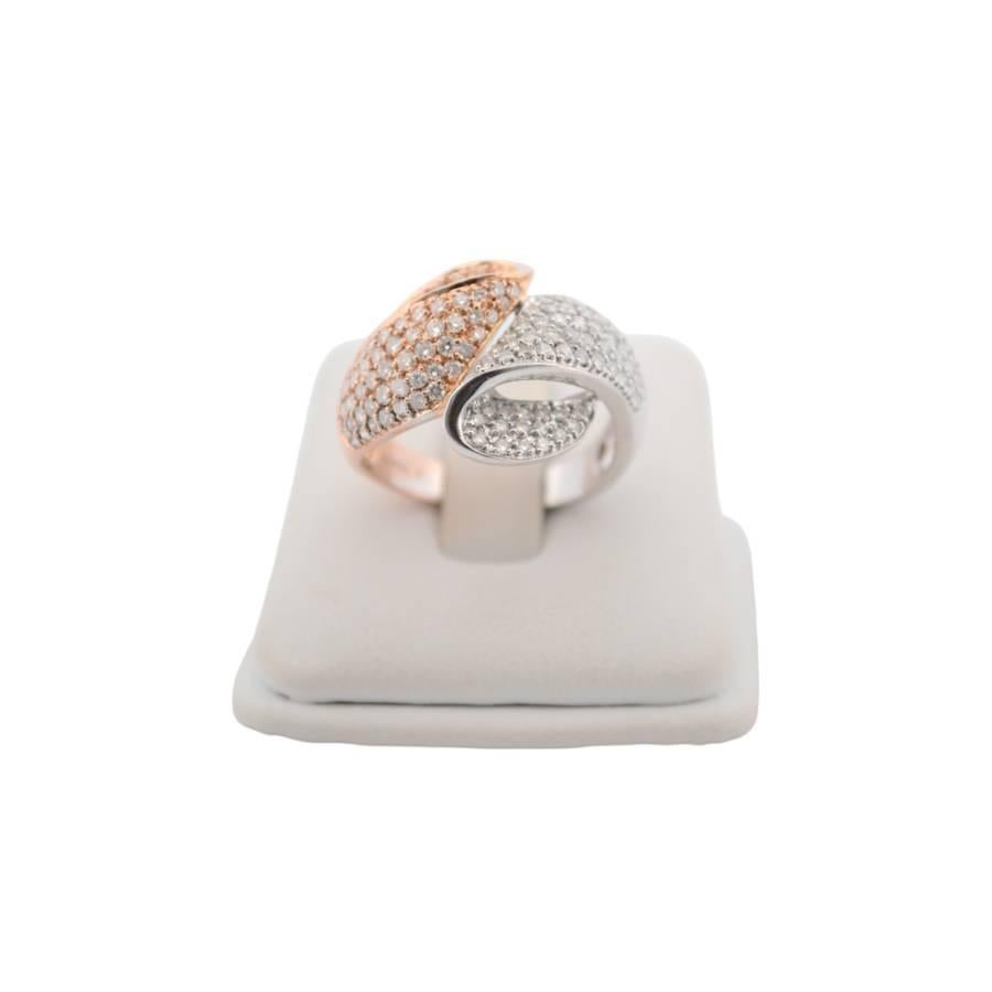 Anello in oro bianco e rosa 18K con diamanti naturali_125696 in vendita 3