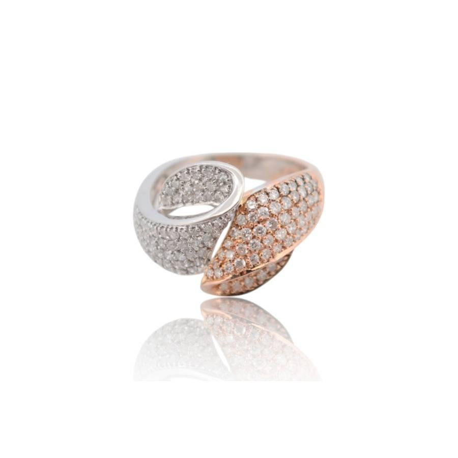 Anello in oro bianco e rosa 18K con diamanti naturali_125696 In condizioni ottime in vendita a București, București