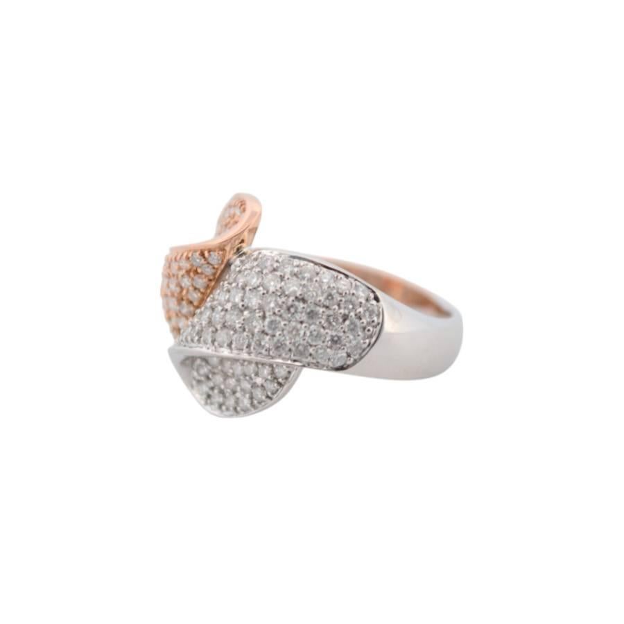 Anello in oro bianco e rosa 18K con diamanti naturali_125696 in vendita 2