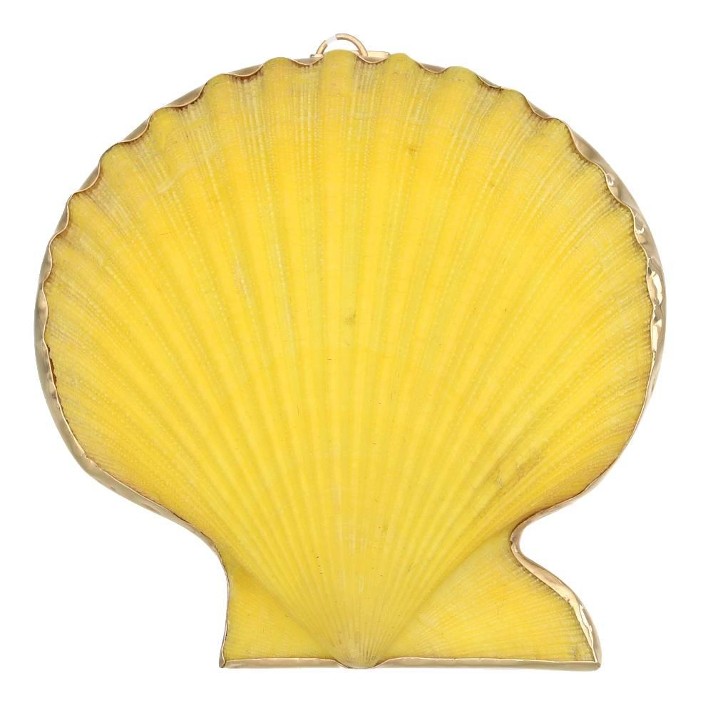 1970s Marguerite Stix Large Scallop Shell Gold Brooch For Sale