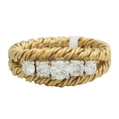 Vintage Diamond Gold Twist Ring