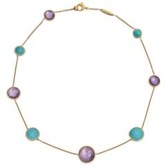 Marco Bicego Turquoise Amethyst Gold Station Necklace