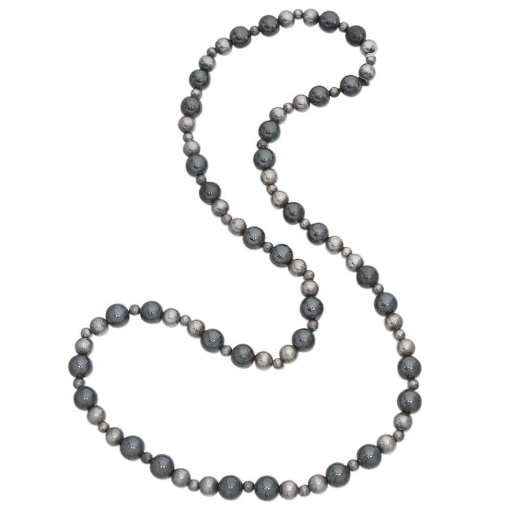 Tiffany & Co. Hematite Bead Silver Necklace