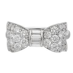 Diamond Platinum Bow Ring