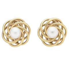 Tiffany Pearl Gold Pinwheel Earclips