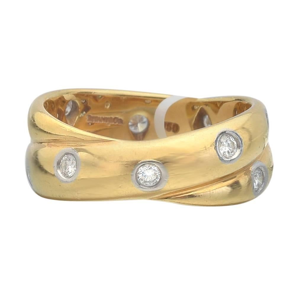 Tiffany & Co. Etoile Diamond Gold Double Band Ring