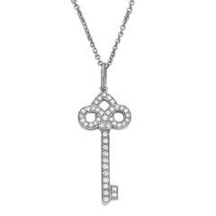 Tiffany & Co. Diamond Platinum "Fleur de Lis" Key Pendant 