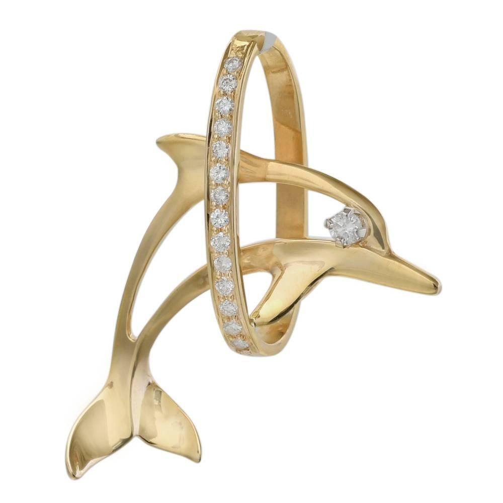 Diamond Gold Dolphin Pendant