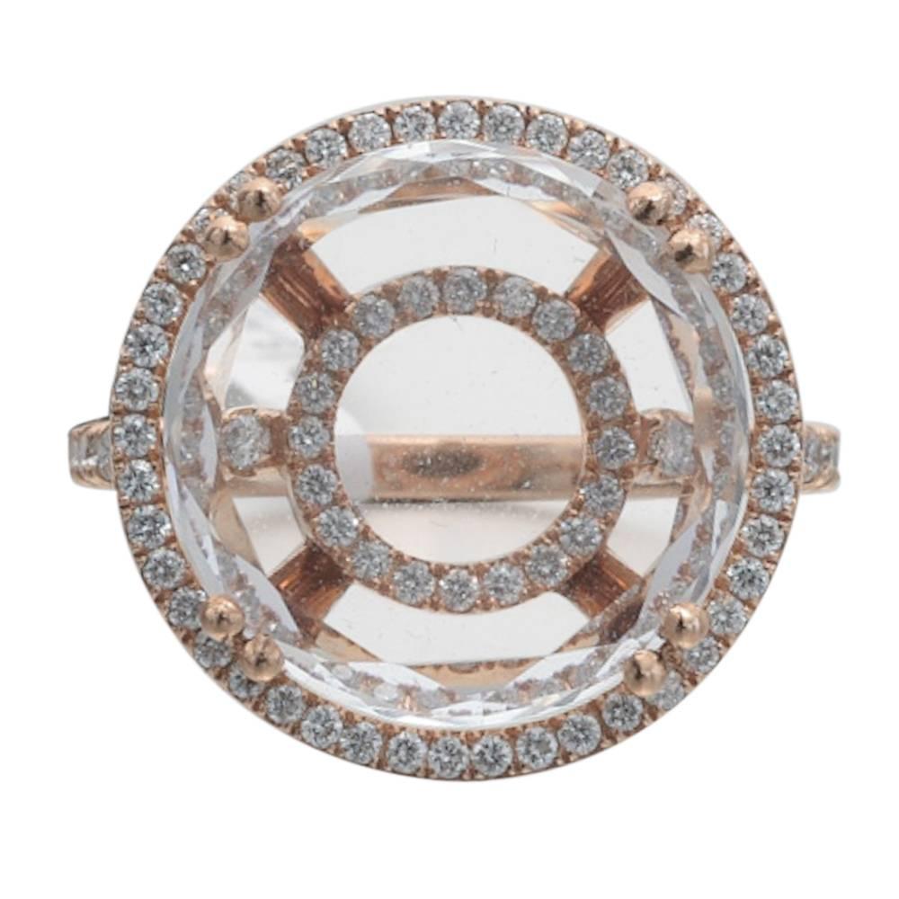 Suzanne Kalan "Vitrine" Rock Crystal Diamond Gold Ring