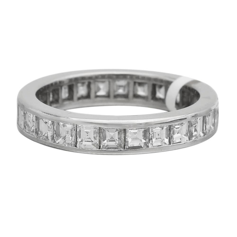 Square Cut Diamond Platinum  Eternity Band Ring