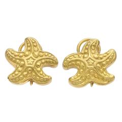 Textured Gold Starfish Earclips
