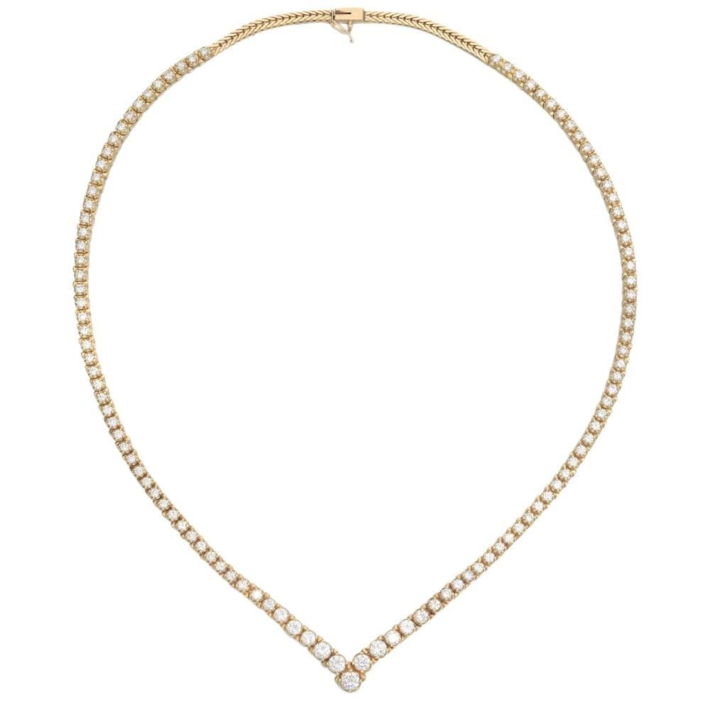 Graduated Diamond "V" Line Necklace at 1stDibs