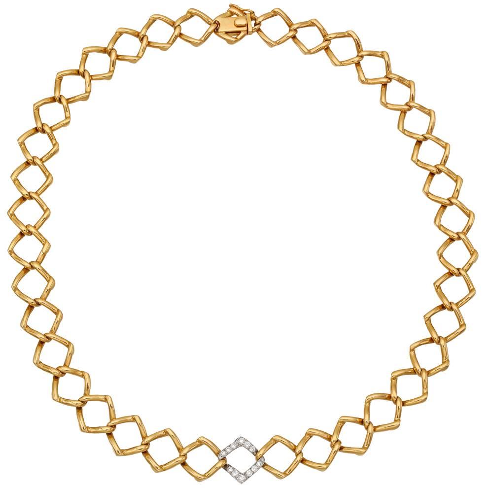 Tiffany & Co. Paloma Picasso Diamond Gold Link Collar Necklace