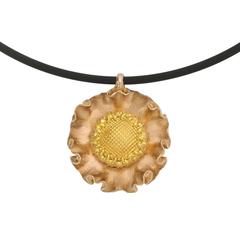 Rose and Yellow Gold Sunflower Pendant Necklace