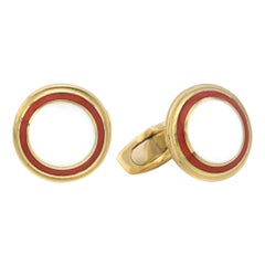 Enamel yellow gold Round Cufflinks