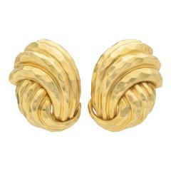 Henry Dunay Hammered Finished Gold Earclips